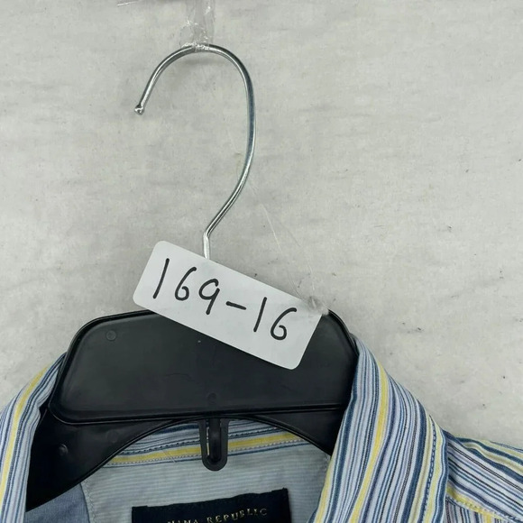 Banana Republic Button-Up Shirt Men's M Blue Yellow Classic Fit Striped Collared - Picture 12 of 12